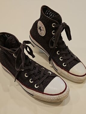 Converse Knit Pattern Gray High Top Mesh Sneakers  Size 7 Women's